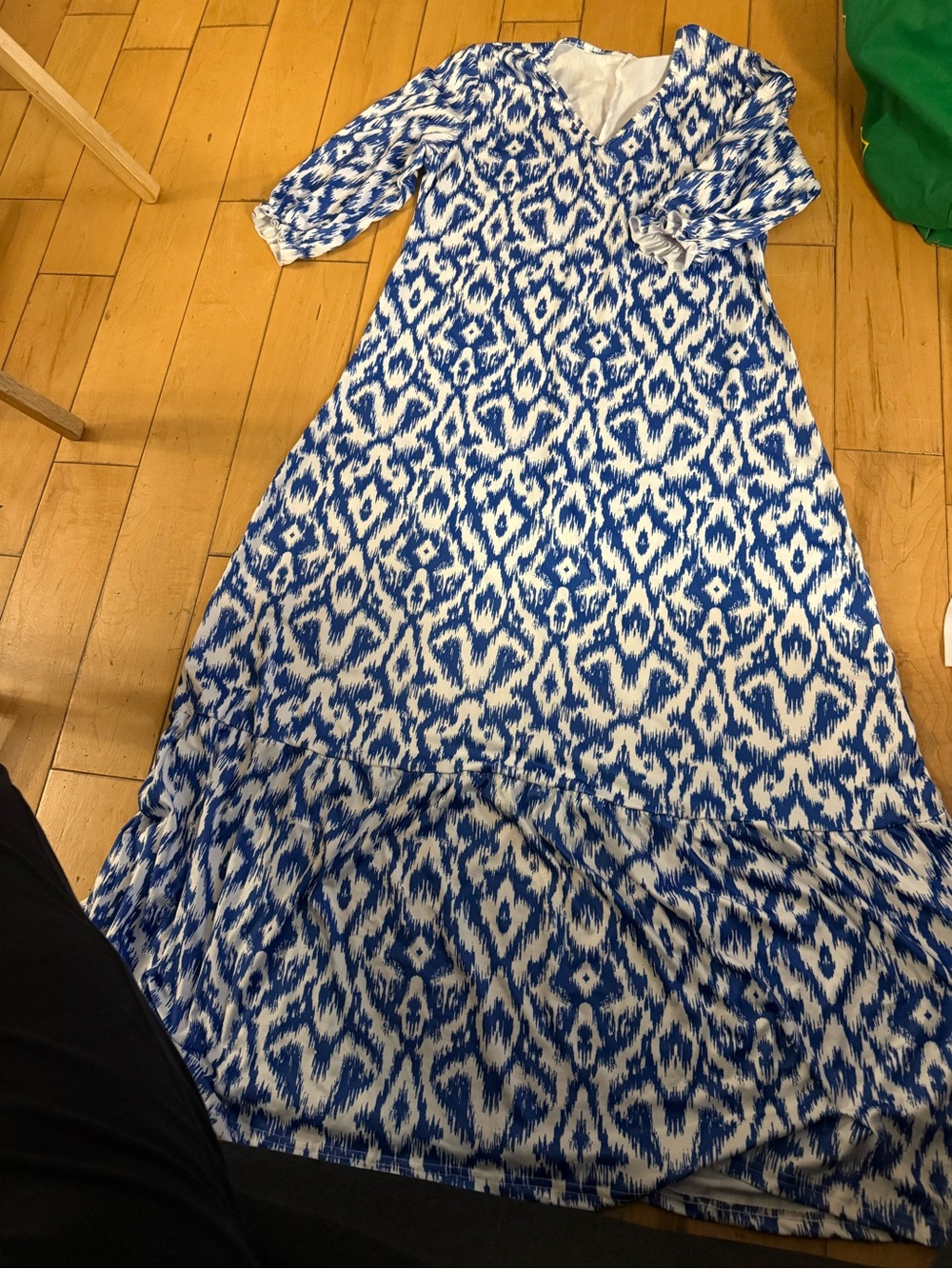 Blue and White Ikat Maxi Dress - Women